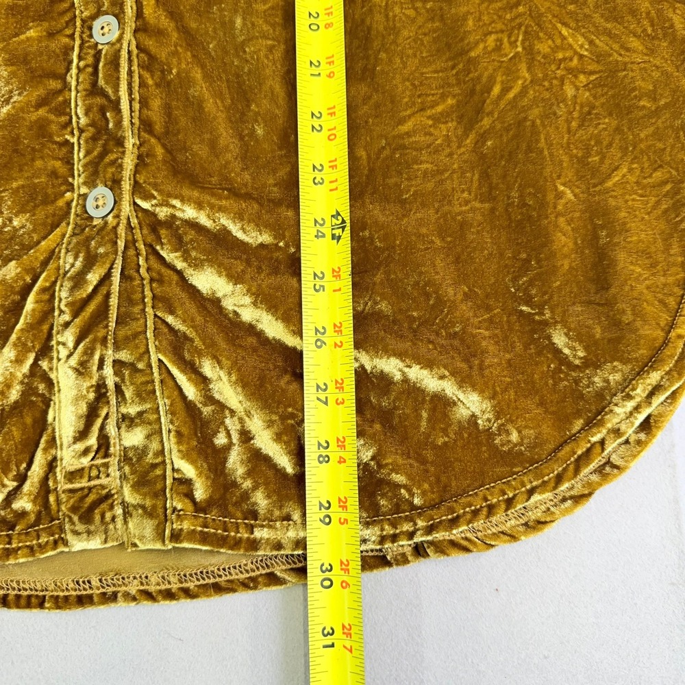 We The Free Night Skies Velvet Button Down Shirt Womens Medium Gold Long Sleeve - Picture 7 of 11